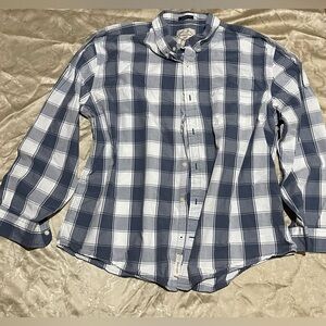 St. John's Bay Navy and White Checkered Shirt